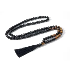8mm Yellow Tigers Eye, Matte Black Onyx, Japamala Sets, Spiritual Yoga