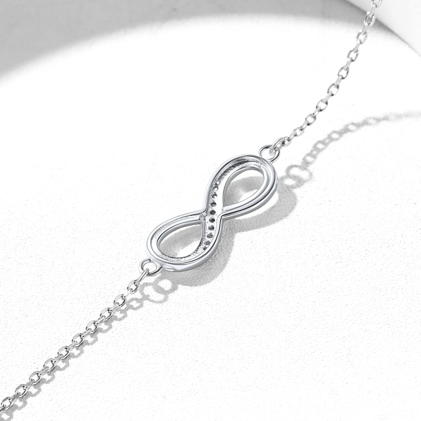 925 Sterling Silver Infinity Anklet With Cubic Zirconia