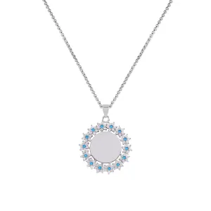 925 Sterling Silver Rhodium Plated Ting of Blue Pendant