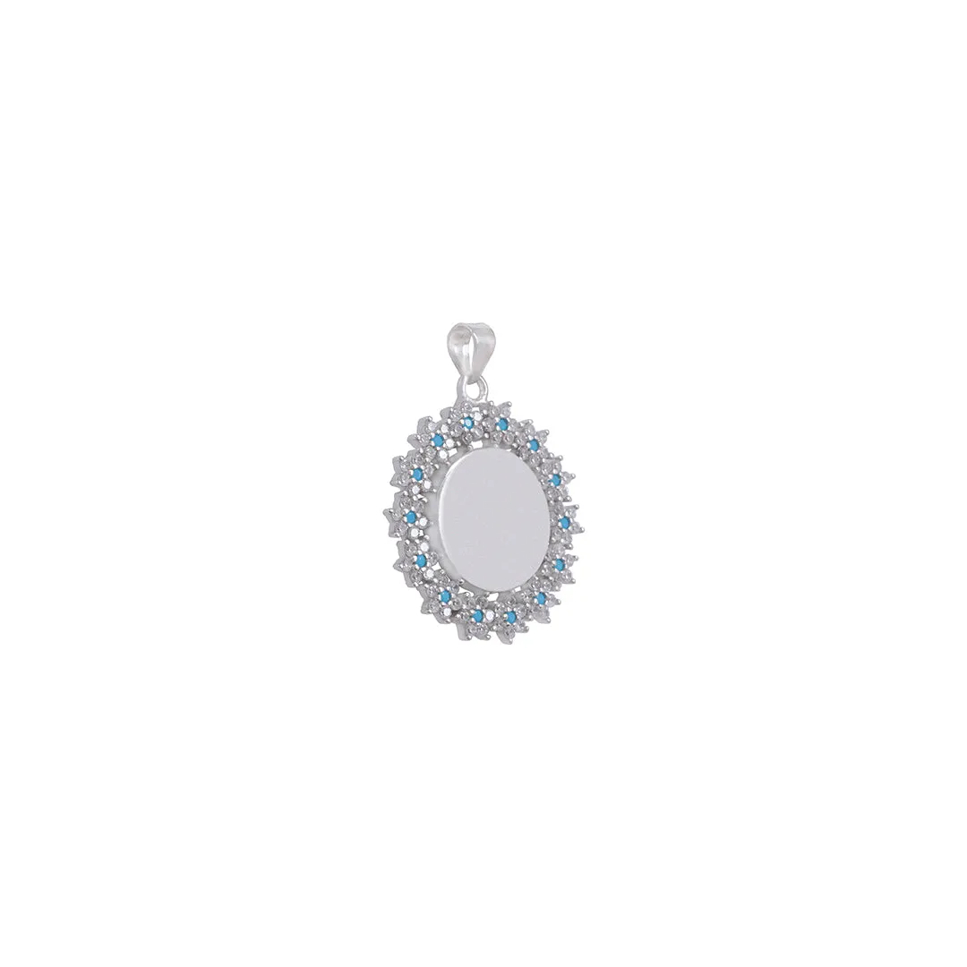 925 Sterling Silver Rhodium Plated Ting of Blue Pendant