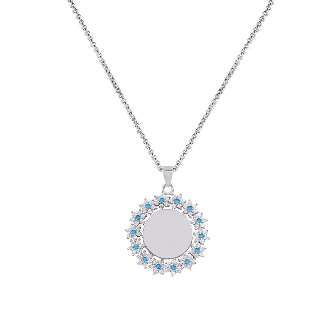 925 Sterling Silver Rhodium Plated Ting of Blue Pendant