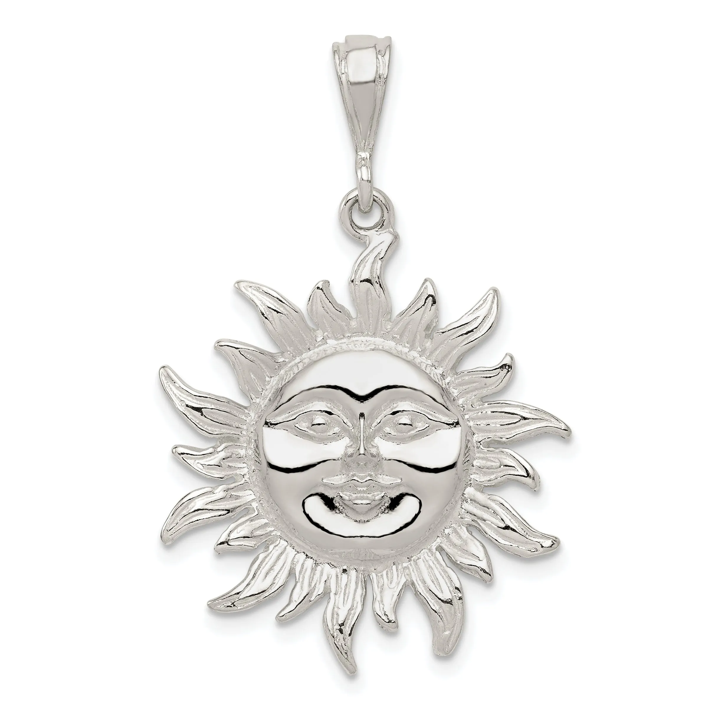**925 Sterling Silver Sun Pendant with Polished Anti-Tarnish Finish Men's Solid Design by Sophia Jewelers**