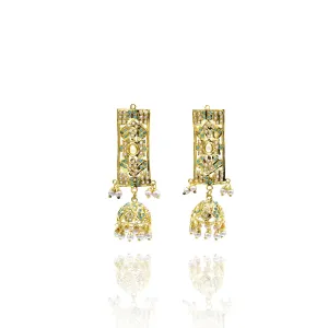 Aamna Jadau Jhumki Earrings - Pearl