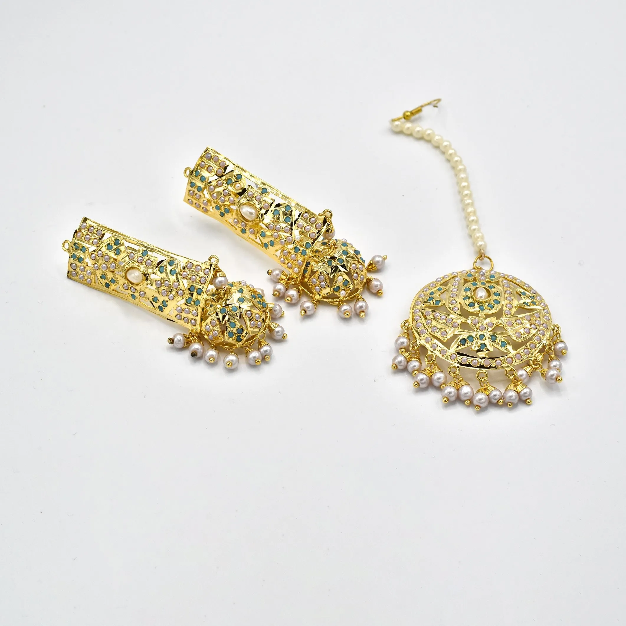 Aamna Jadau Jhumki Earrings - Pearl