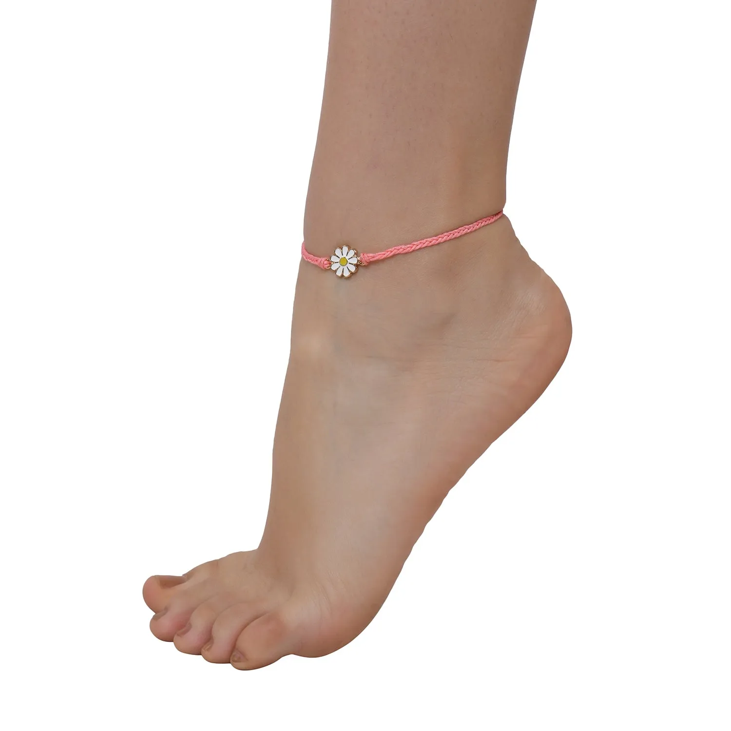 Accessorize London Women's  Pink Flower Threaded Anklet