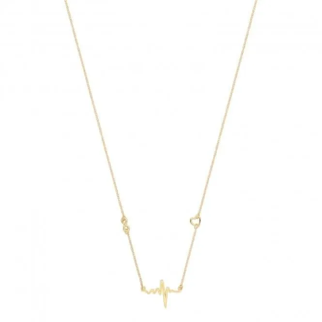 Acotis Silver Necklace Gold Plated Heart Beat G3393GP