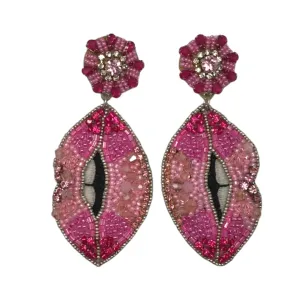 ALS* Pink Jeweled Lip Earrings