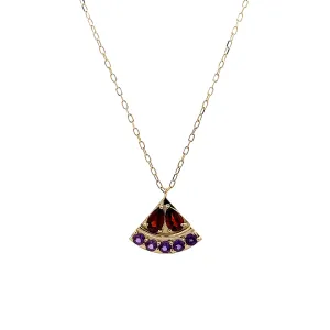 Amethyst & Garnet Pendant Necklace in 14k Yellow Gold
