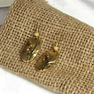 Antique Gold Oval  Earrings Classic Earrings