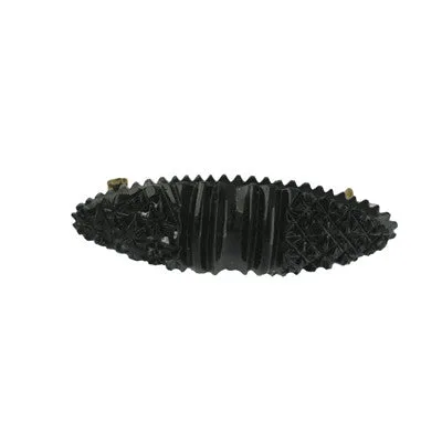Antique Whitby Jet Carved Marquise Multi Faceted Brooch D