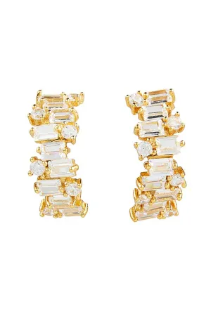 Baguette Crystal Quartz ¾ Hoop Earrings