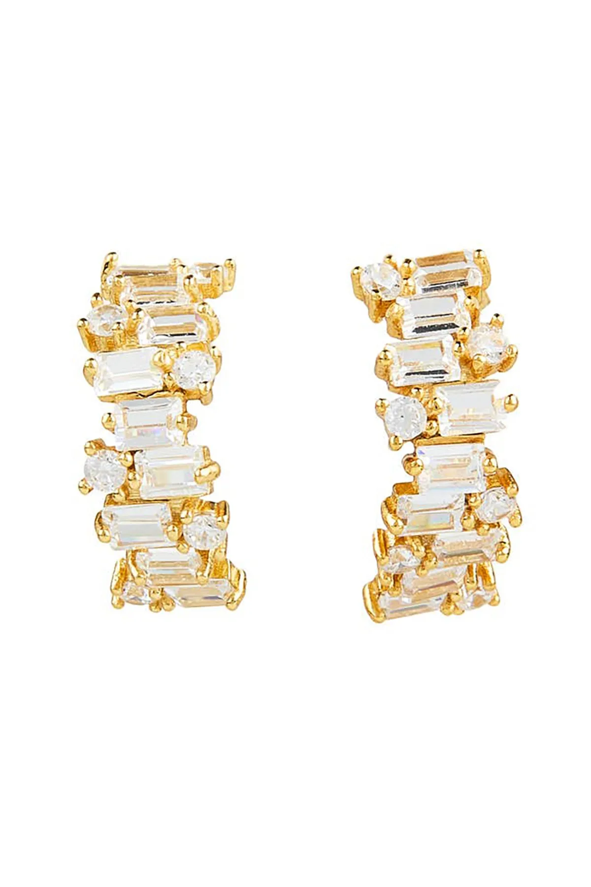 Baguette Crystal Quartz ¾ Hoop Earrings