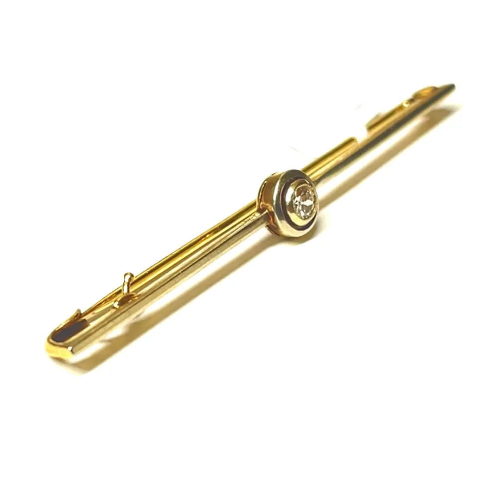 Beautiful 10K Yellow Gold Antique Elegant Natural Diamond Brooch