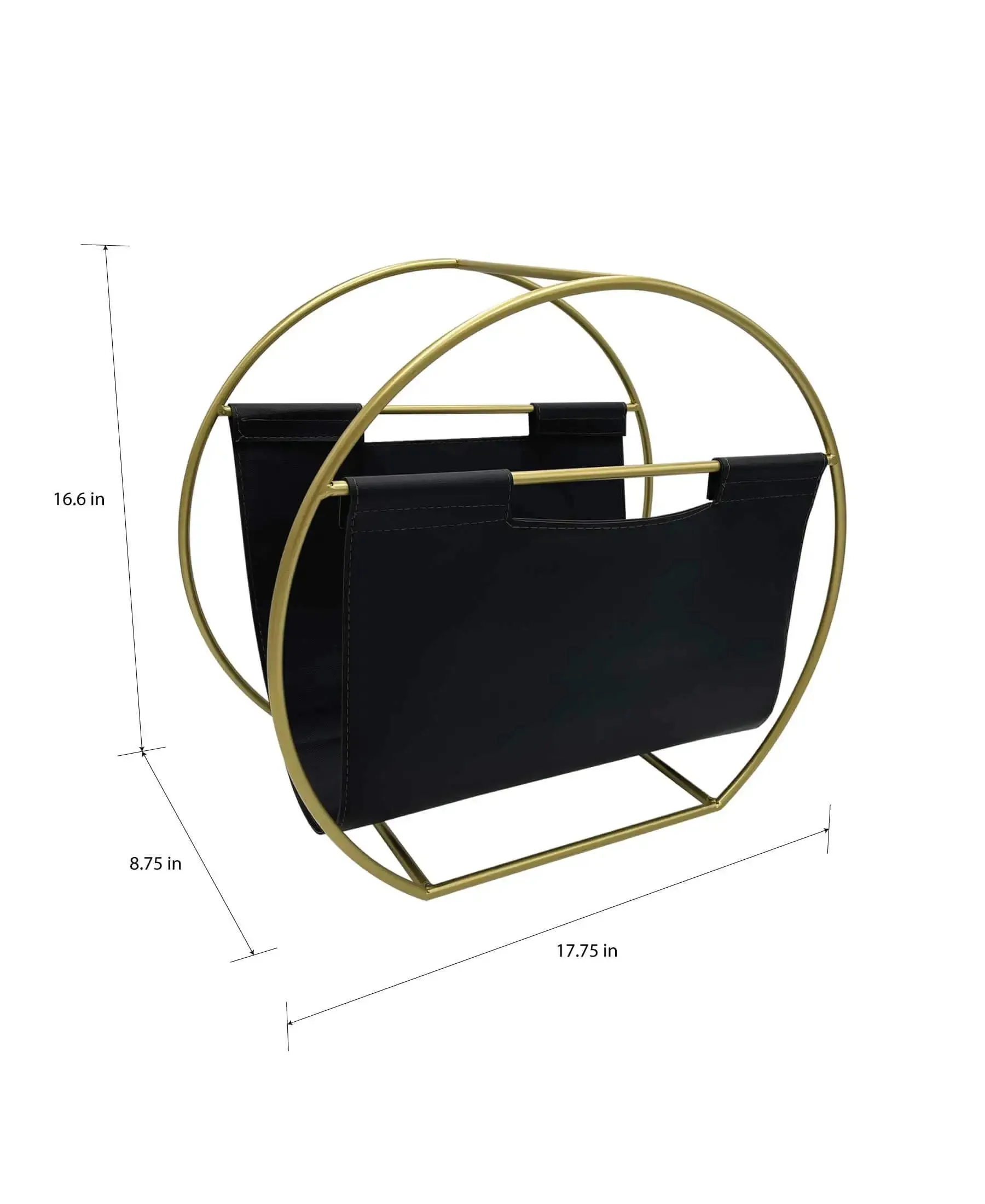 Becki Owens Leather Magazine Holder in Gold-Color Frame