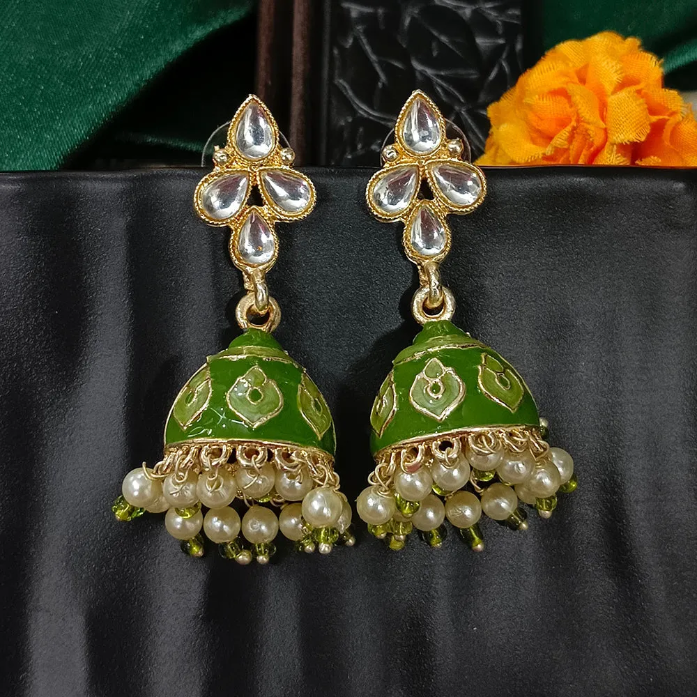 Bhavi Jewels Gold Plated Mennakari Jhumki Earrings