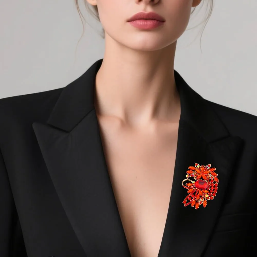 Big Large Flower Statement Brooches Pins Scarf Decoration Gold Tone