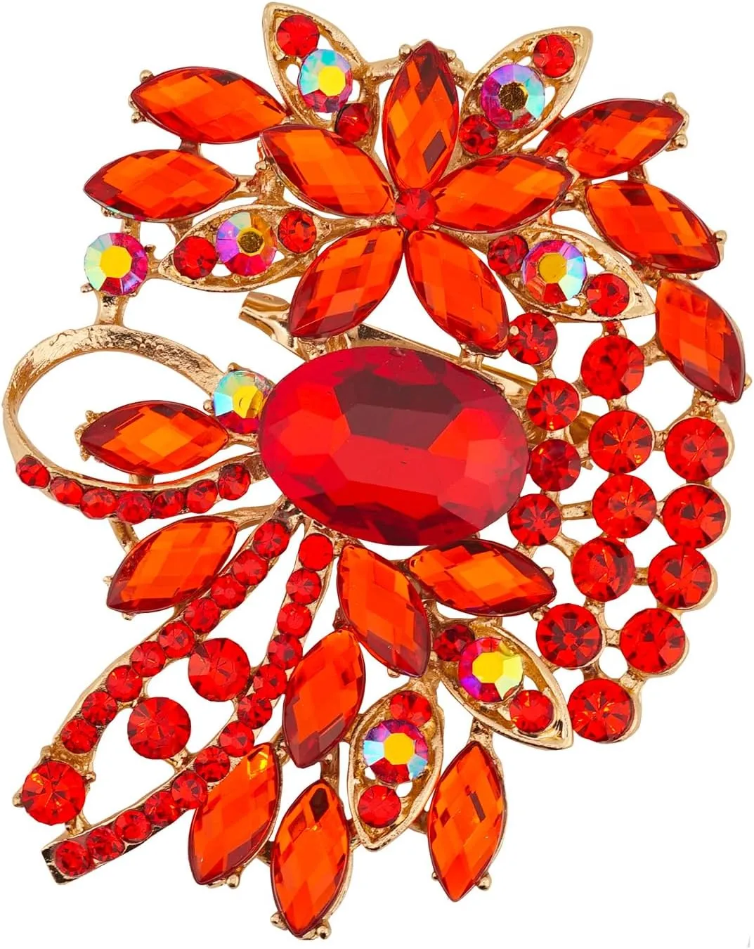 Big Large Flower Statement Brooches Pins Scarf Decoration Gold Tone