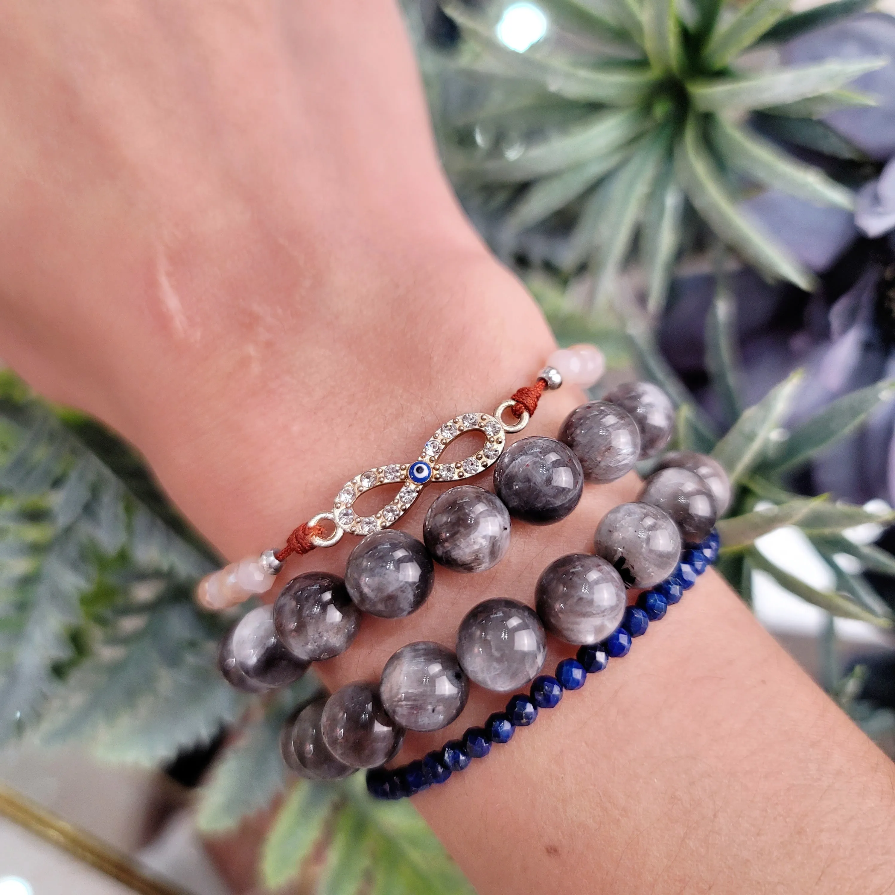 Black Moonstone with Sunstone *Gem Grade* Bracelet for Creation, Divine Feminine, & Manifestation