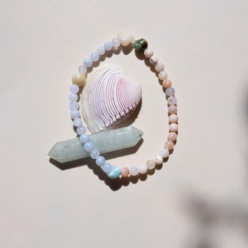 Blue Lace Agate, Larimar   Pink Opal Bracelet | Reflections