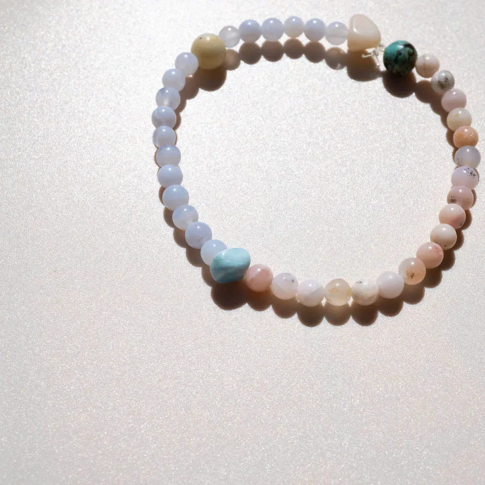 Blue Lace Agate, Larimar   Pink Opal Bracelet | Reflections
