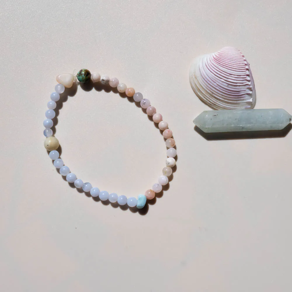 Blue Lace Agate, Larimar   Pink Opal Bracelet | Reflections