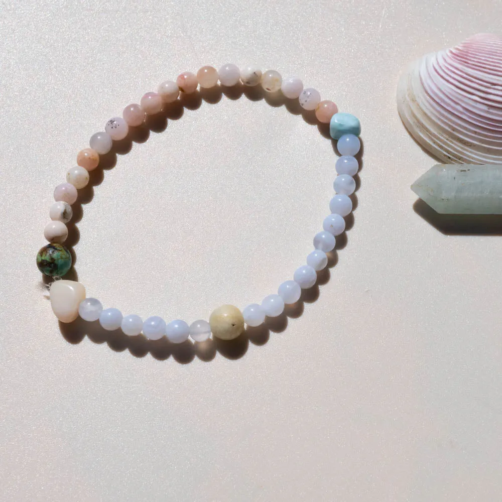 Blue Lace Agate, Larimar   Pink Opal Bracelet | Reflections