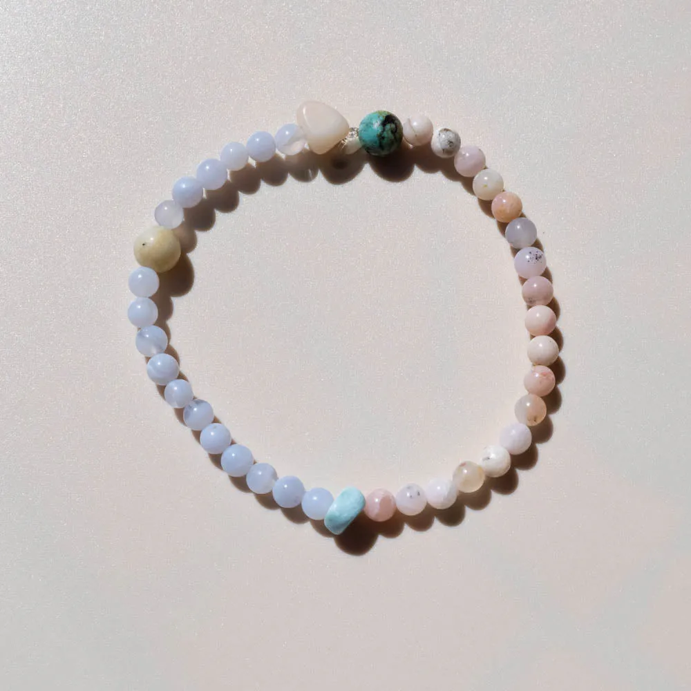 Blue Lace Agate, Larimar   Pink Opal Bracelet | Reflections