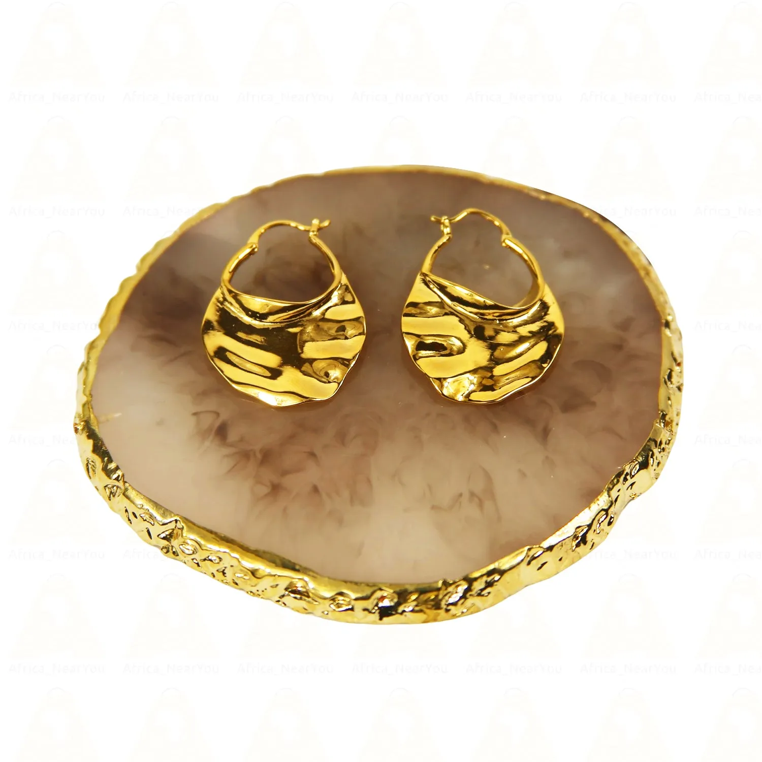 Bold Textured Gold Statement Earrings