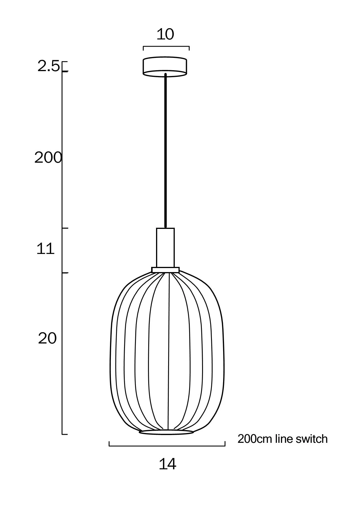 Bonura 14 Pendant Smoke and Black