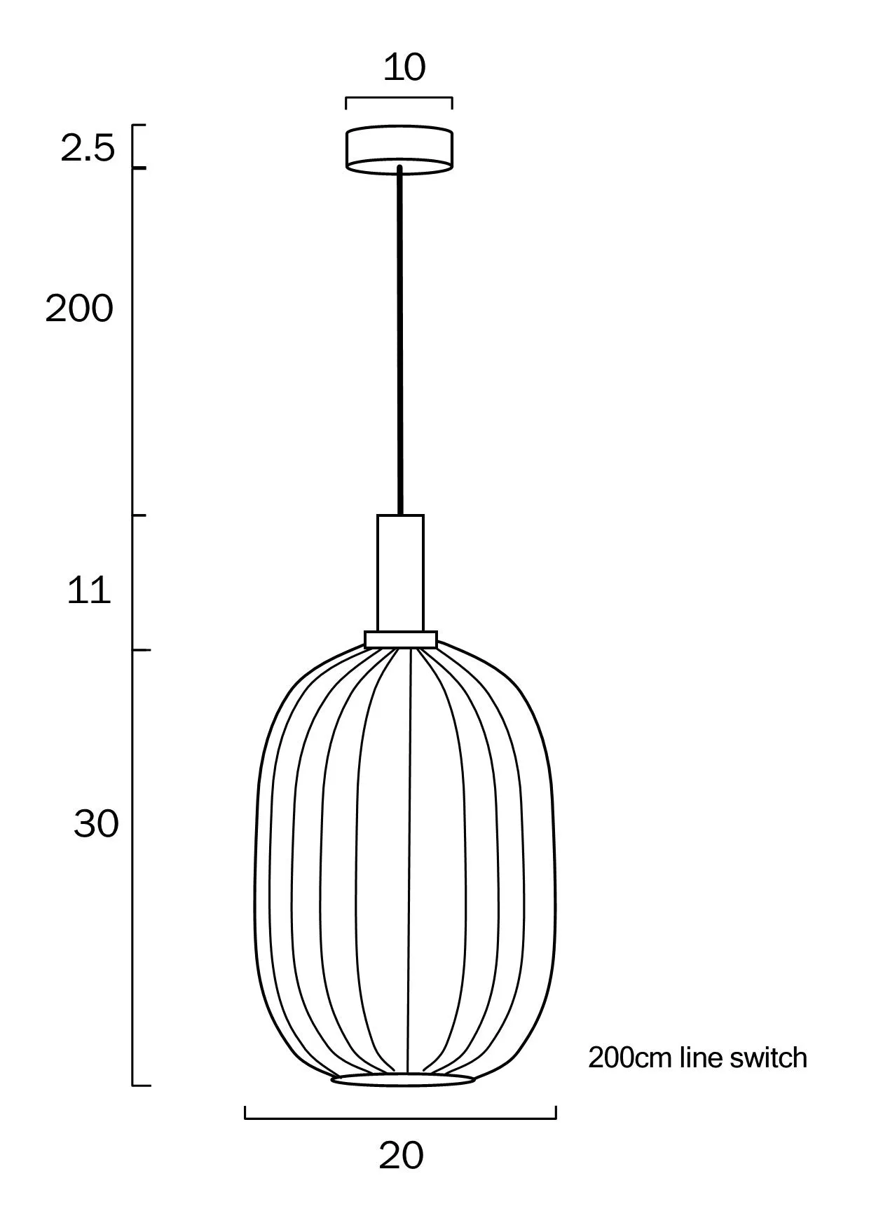 Bonura 20 Pendant Smoke and Black
