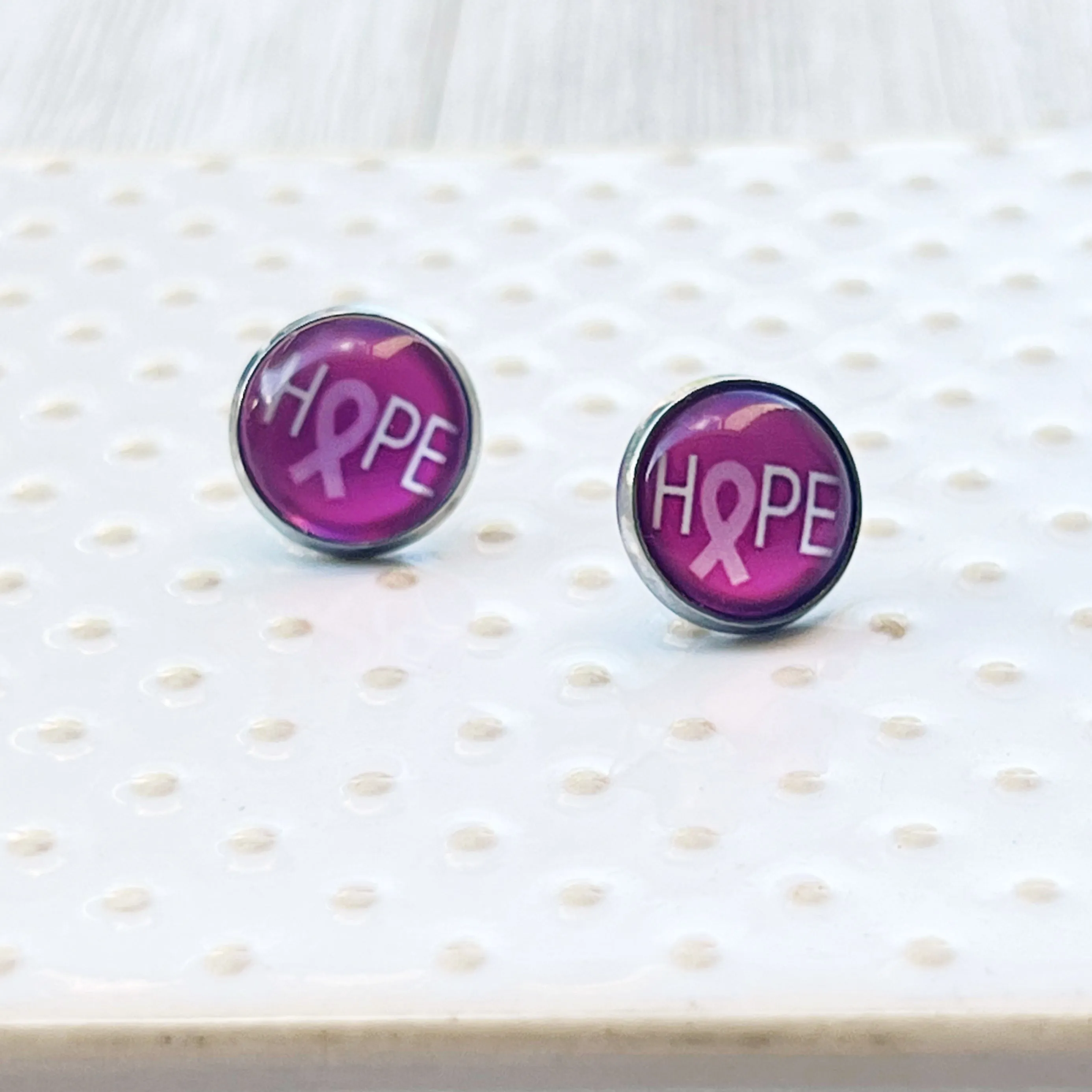 Breast Cancer Awareness 'Hope' Stud Earrings - Stylish & Meaningful Accessories