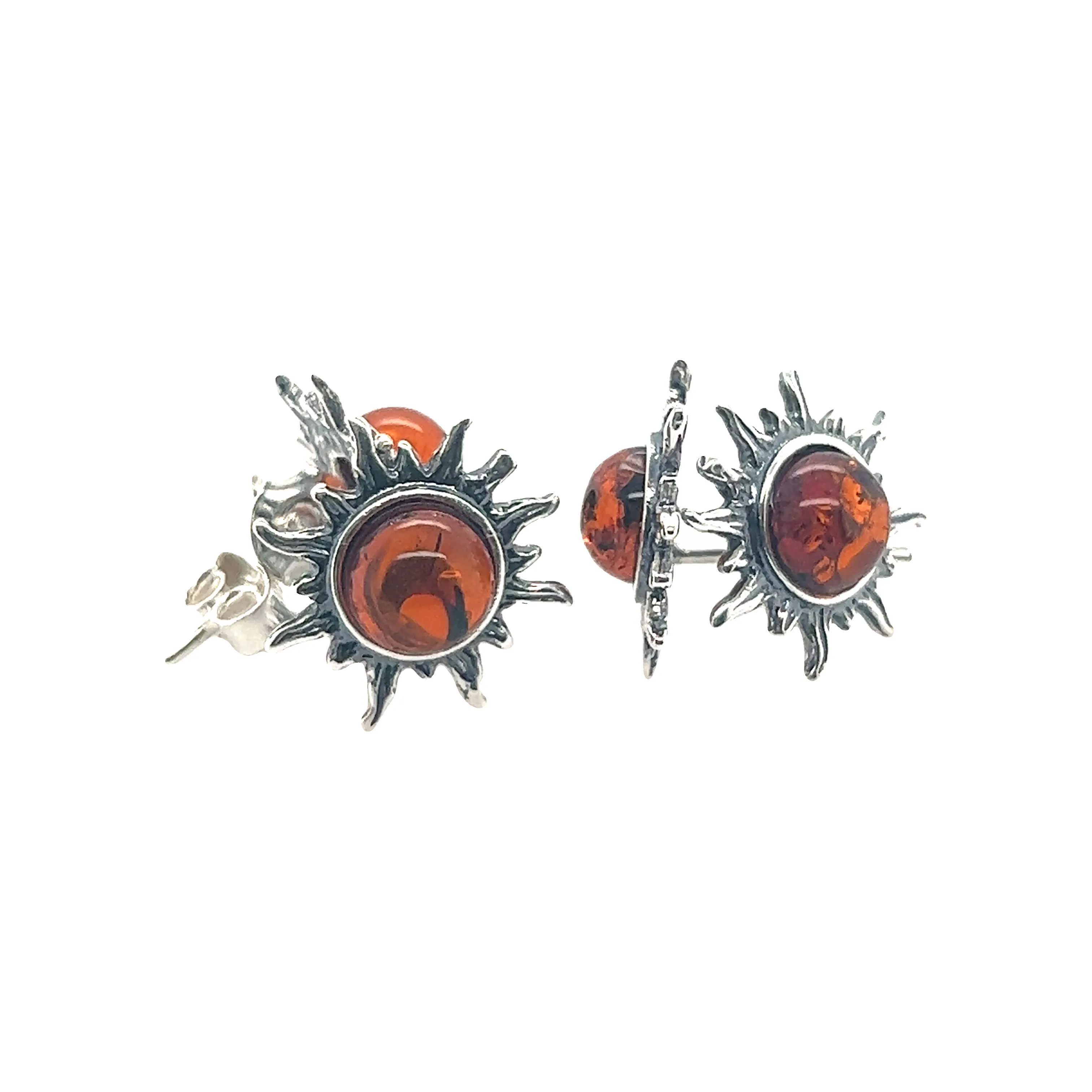 Brilliant Amber Sun Stud Earrings