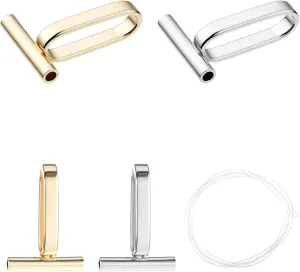Brooch to Pendant Converter, 4Pcs Pins to Pendant Gold and Silver Alloy Set with 1 Silicone Tube Hose Tool for Women Transforming Brooches into Elegant Necklaces