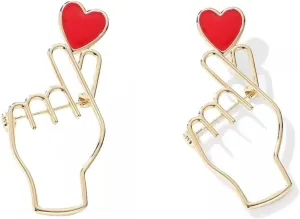 Brooches Heart Finger for K-Pop Pins Love Heart Hand Pins Korean Symbol Love 2 pcs Pin for Clothing Decoration Army Gift merch