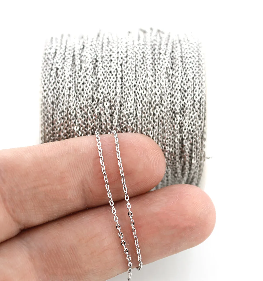 BULK Silver Tone Cable Chain - 1.3mm - Choose Your Length - 1 Meter   - CH057