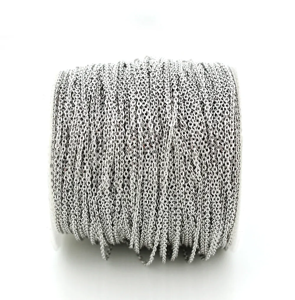 BULK Silver Tone Cable Chain - 1.3mm - Choose Your Length - 1 Meter   - CH057