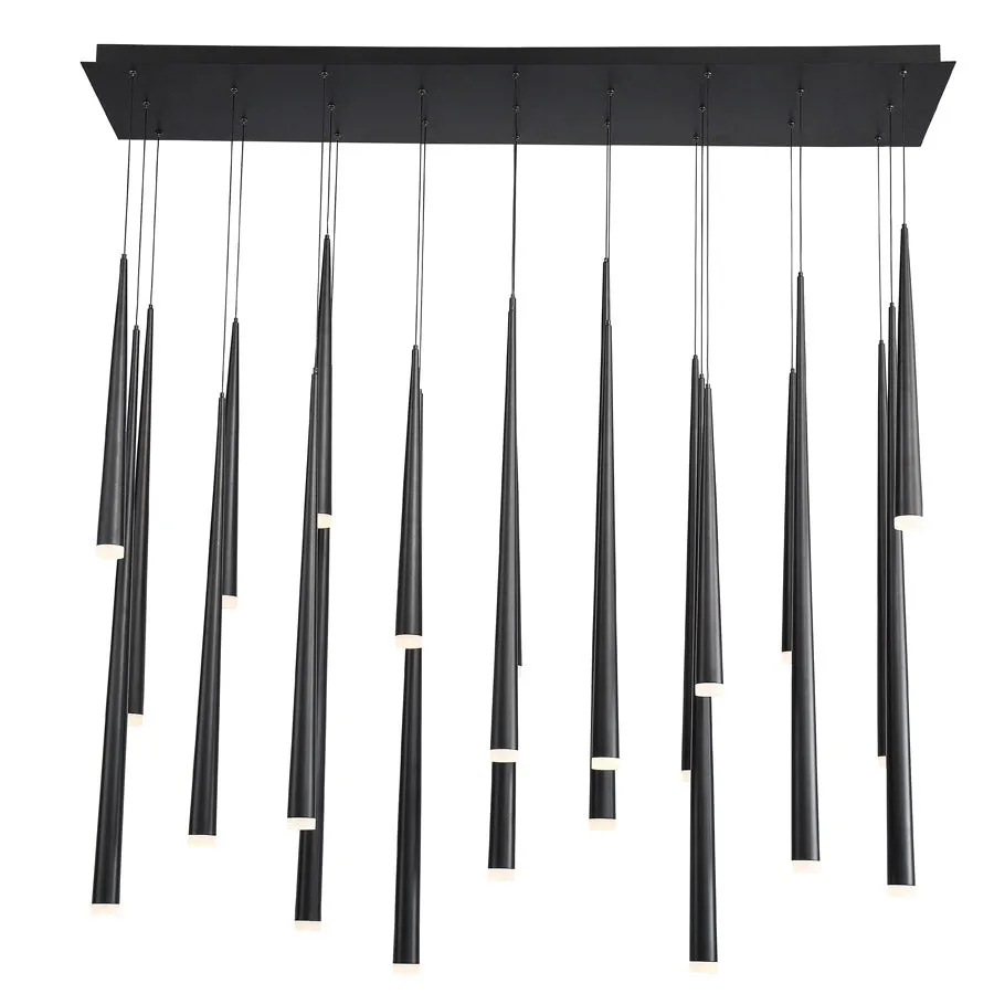 Cascade LED 23 Light Etched Glass Linear Chandelier