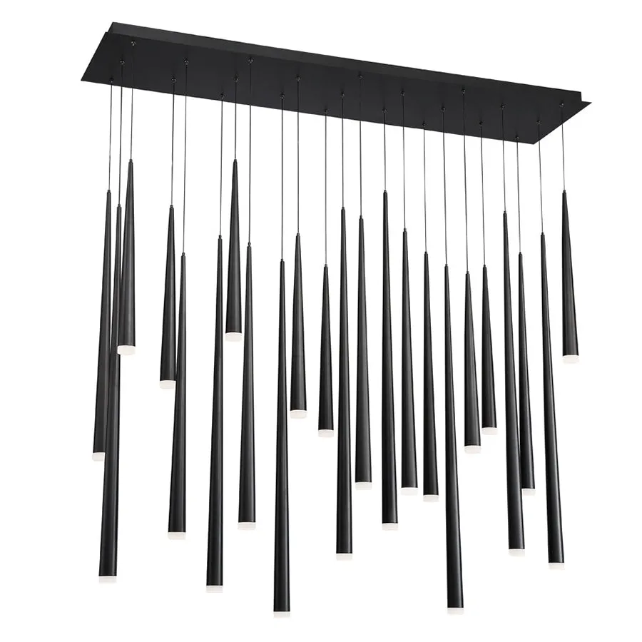 Cascade LED 23 Light Etched Glass Linear Chandelier