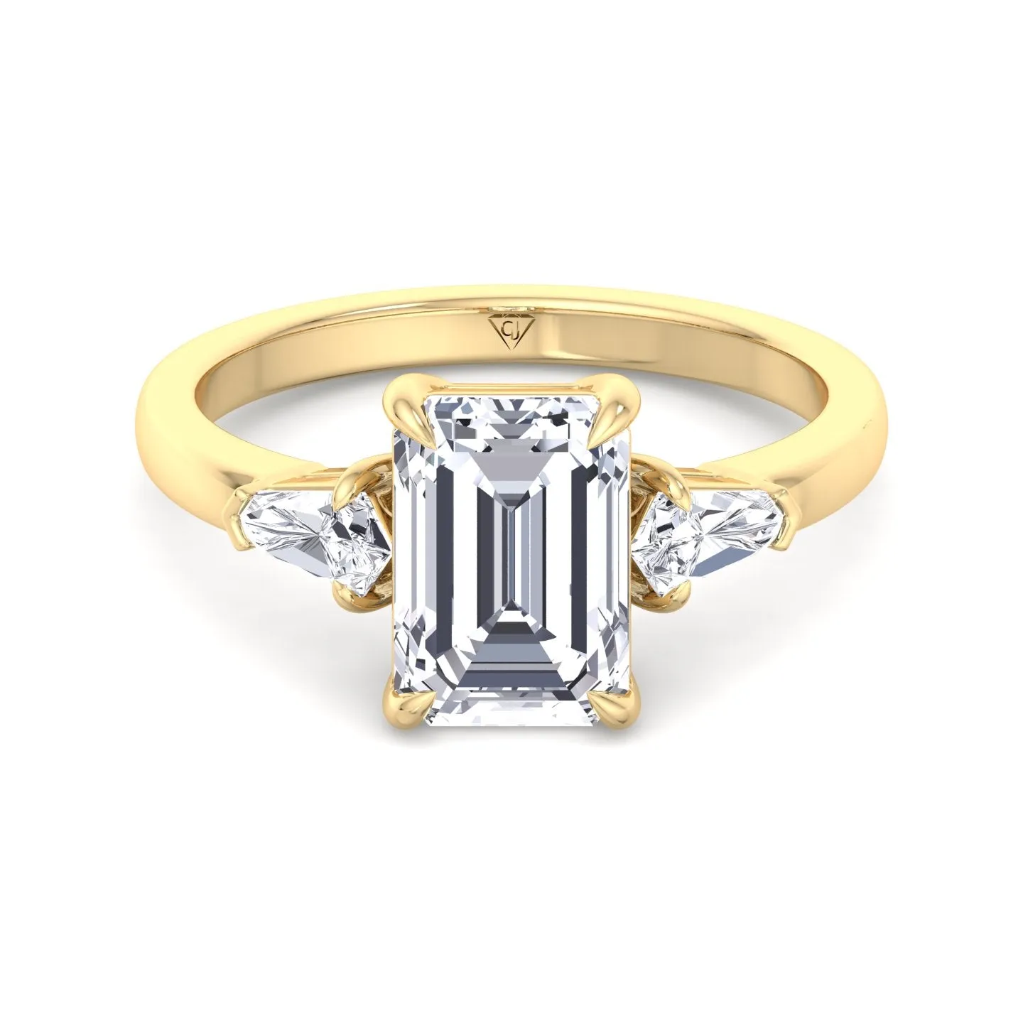Caterina - Emerald Shape Diamond Engagement Ring With Tapered Baguette Side Stones