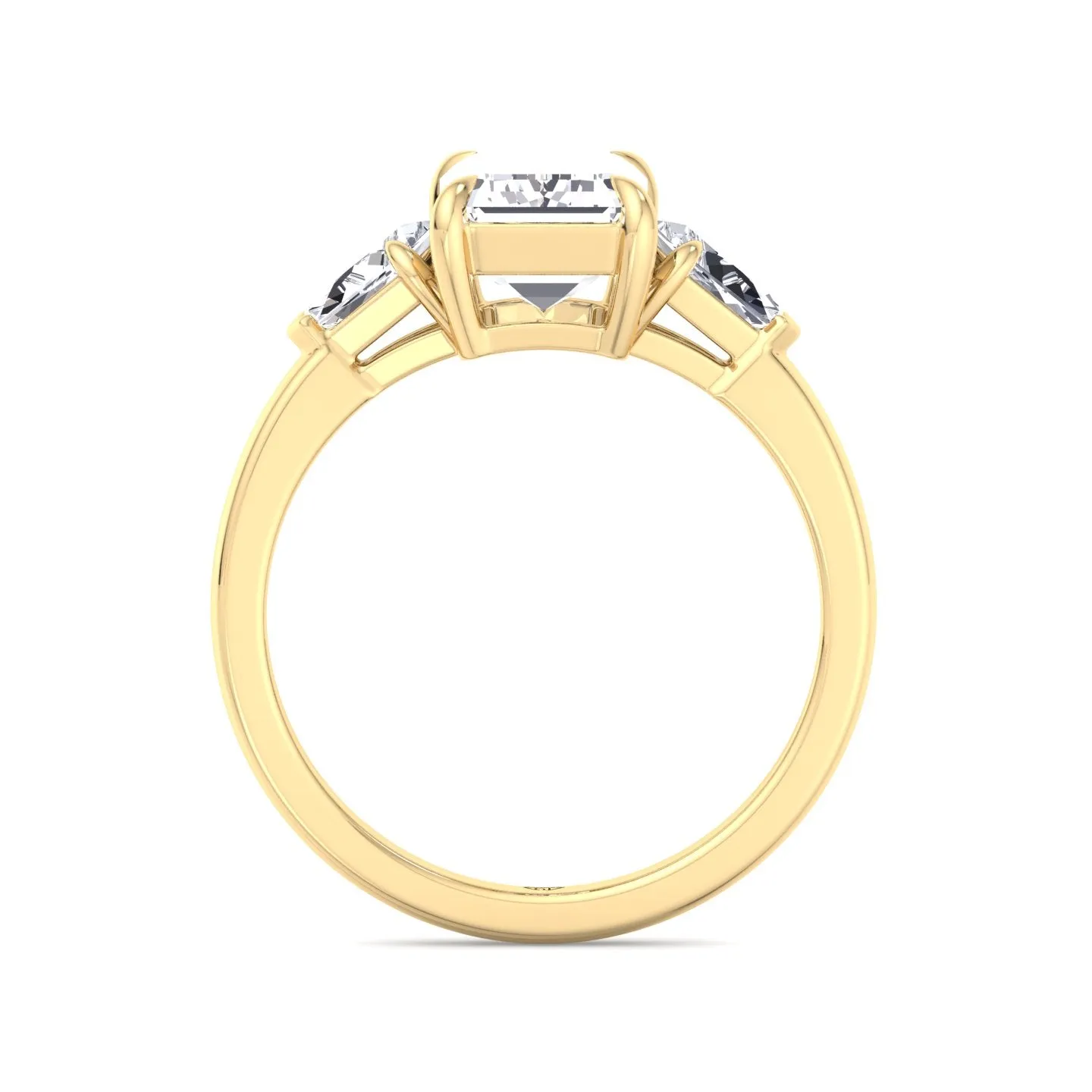 Caterina - Emerald Shape Diamond Engagement Ring With Tapered Baguette Side Stones