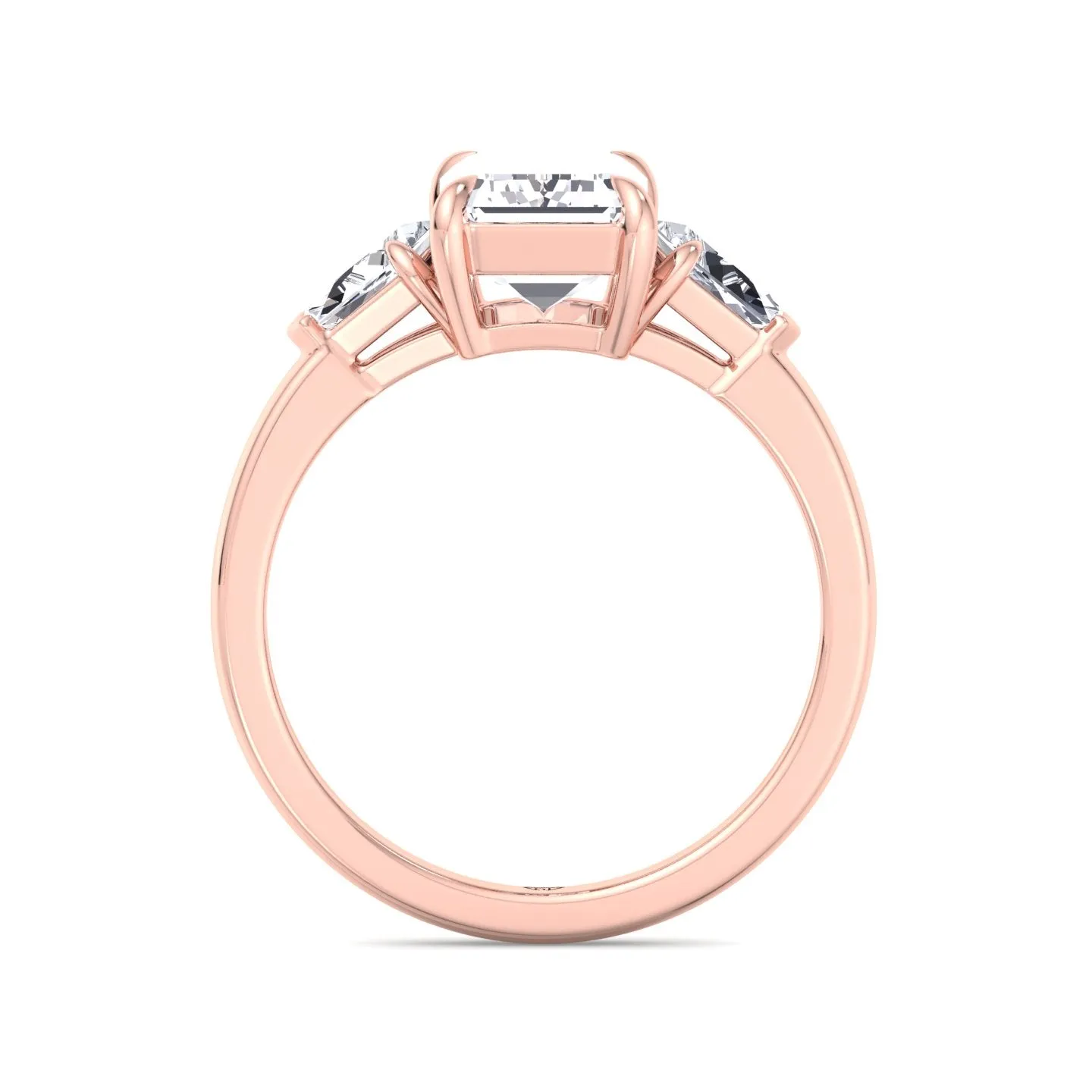 Caterina - Emerald Shape Diamond Engagement Ring With Tapered Baguette Side Stones