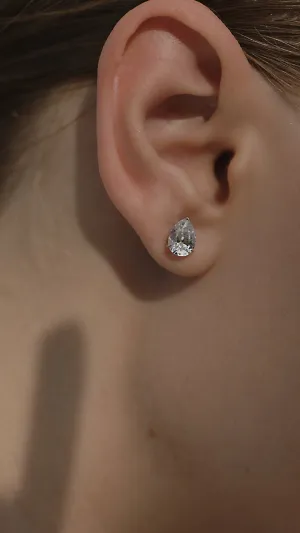 Cecile Pear Studs White Gold