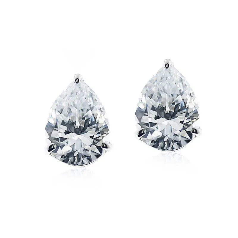 Cecile Pear Studs White Gold