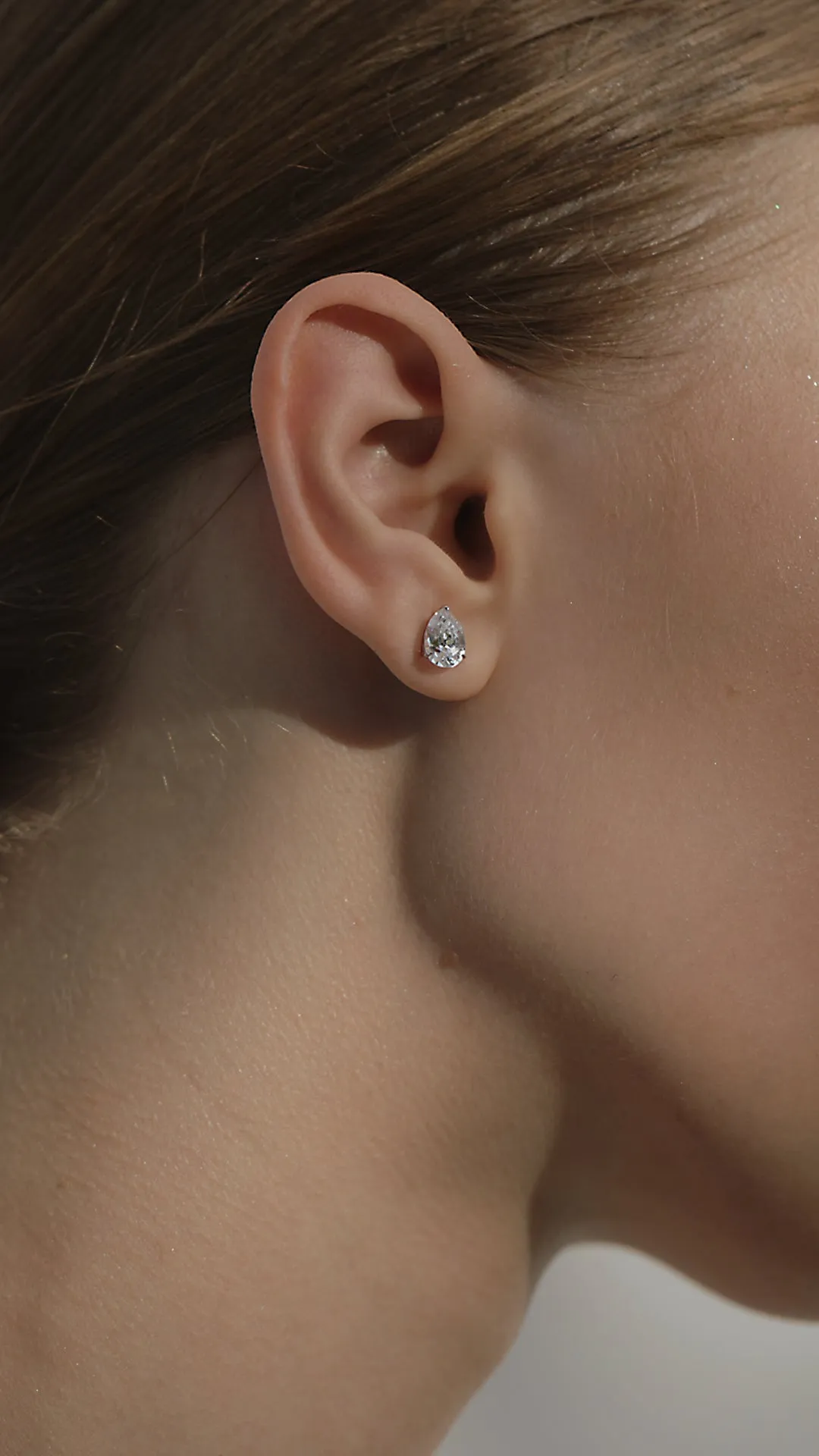 Cecile Pear Studs White Gold