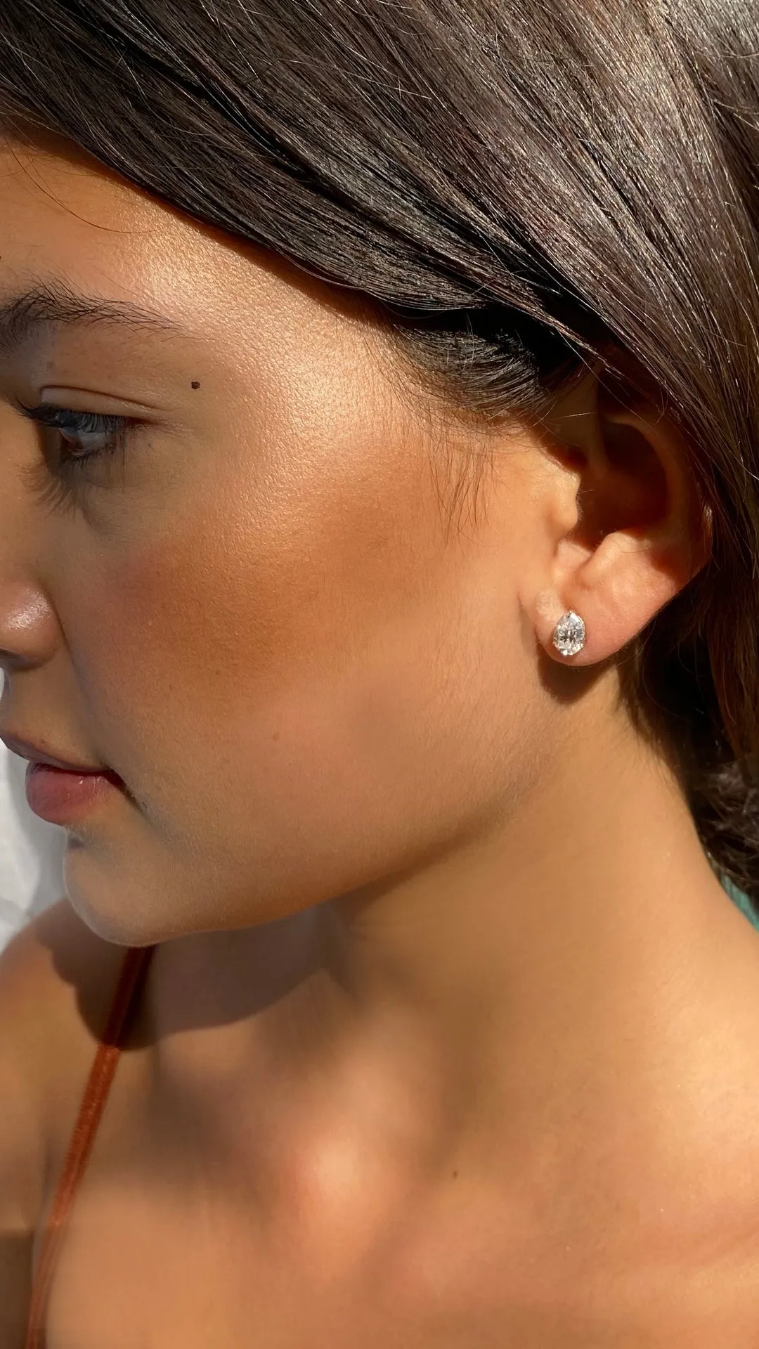 Cecile Pear Studs White Gold
