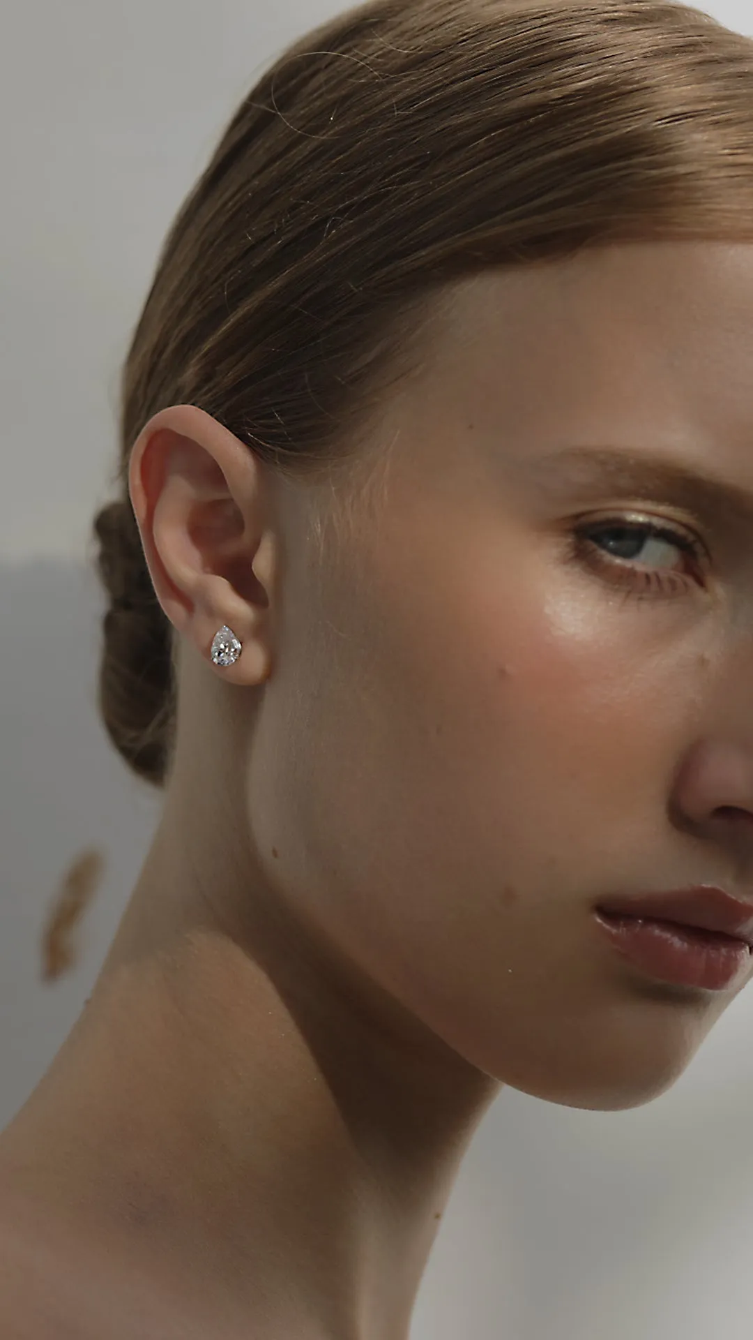 Cecile Pear Studs White Gold