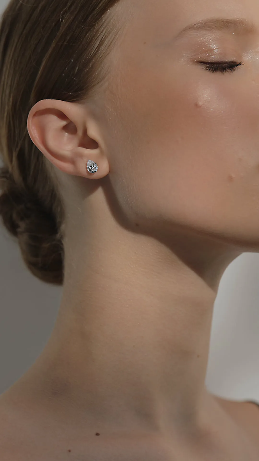 Cecile Pear Studs White Gold