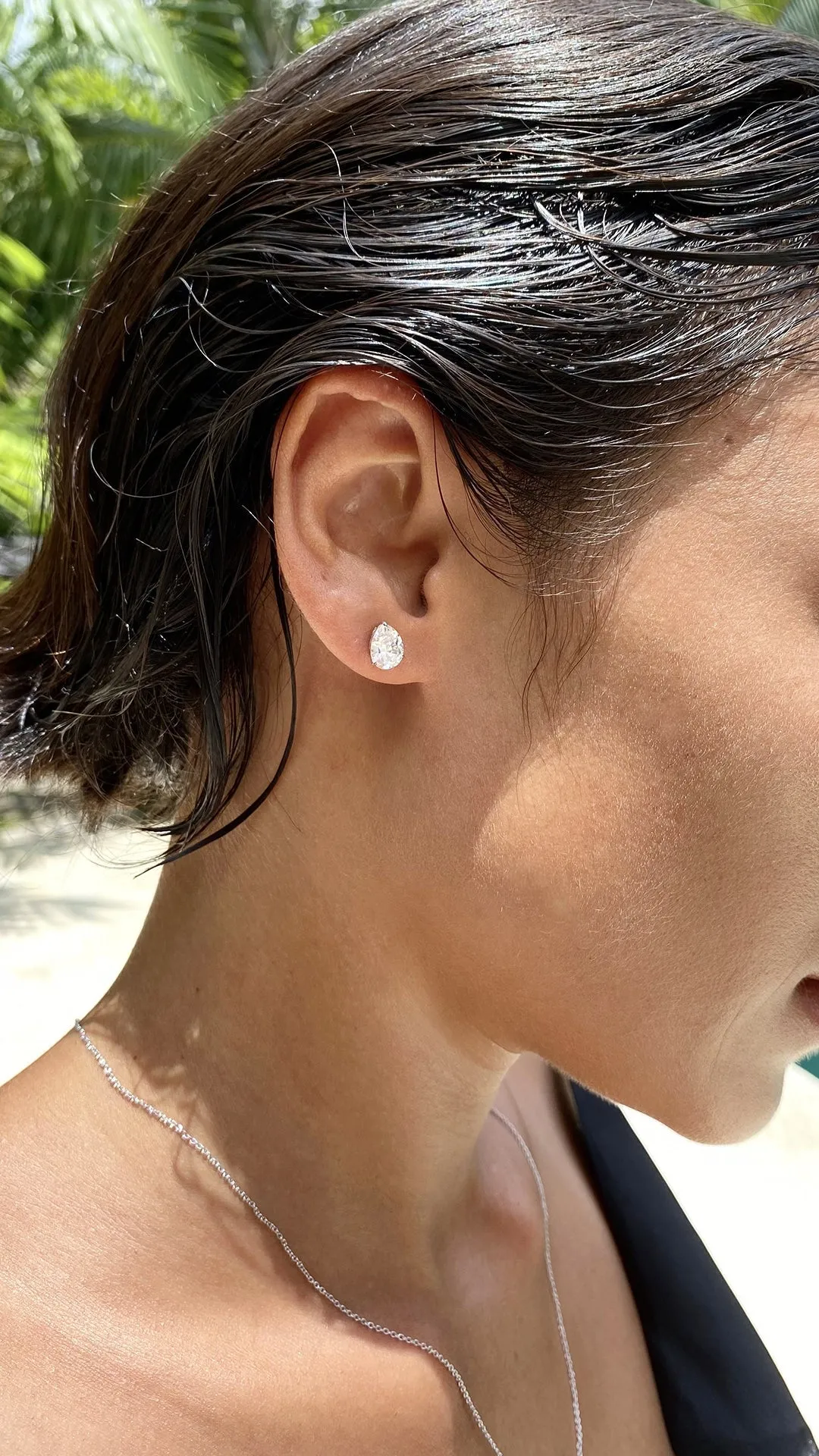 Cecile Pear Studs White Gold
