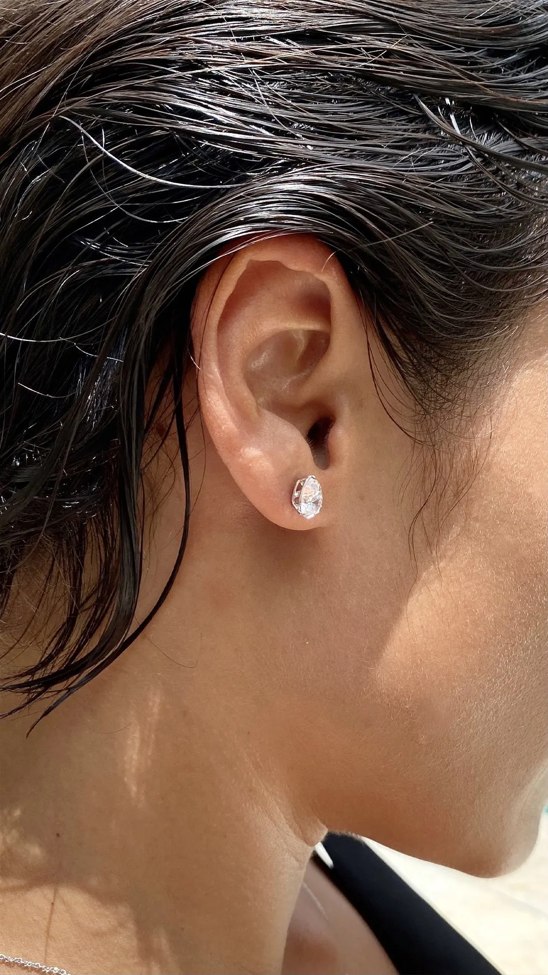 Cecile Pear Studs White Gold