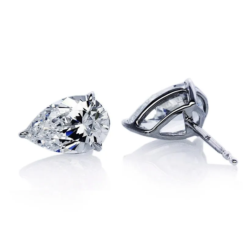 Cecile Pear Studs White Gold